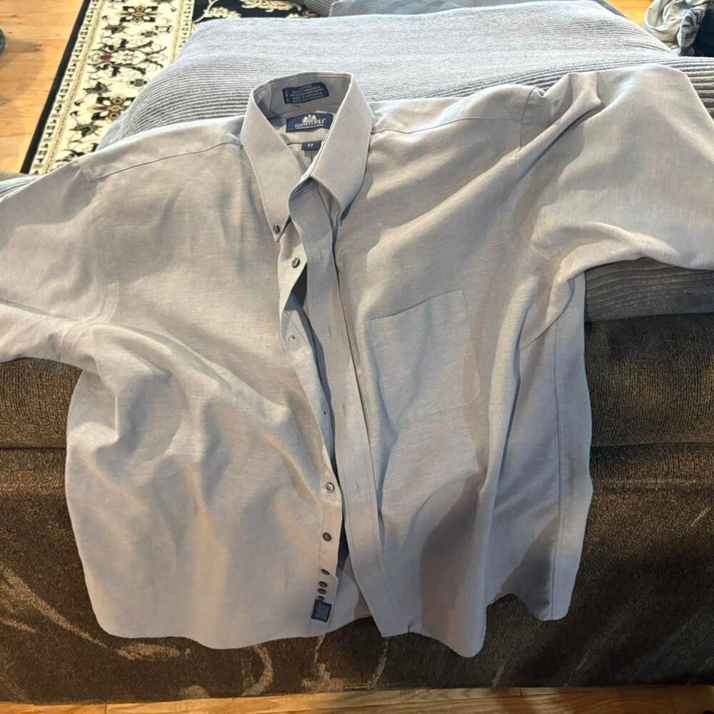 Stafford Men's Blue and Grey Shirt